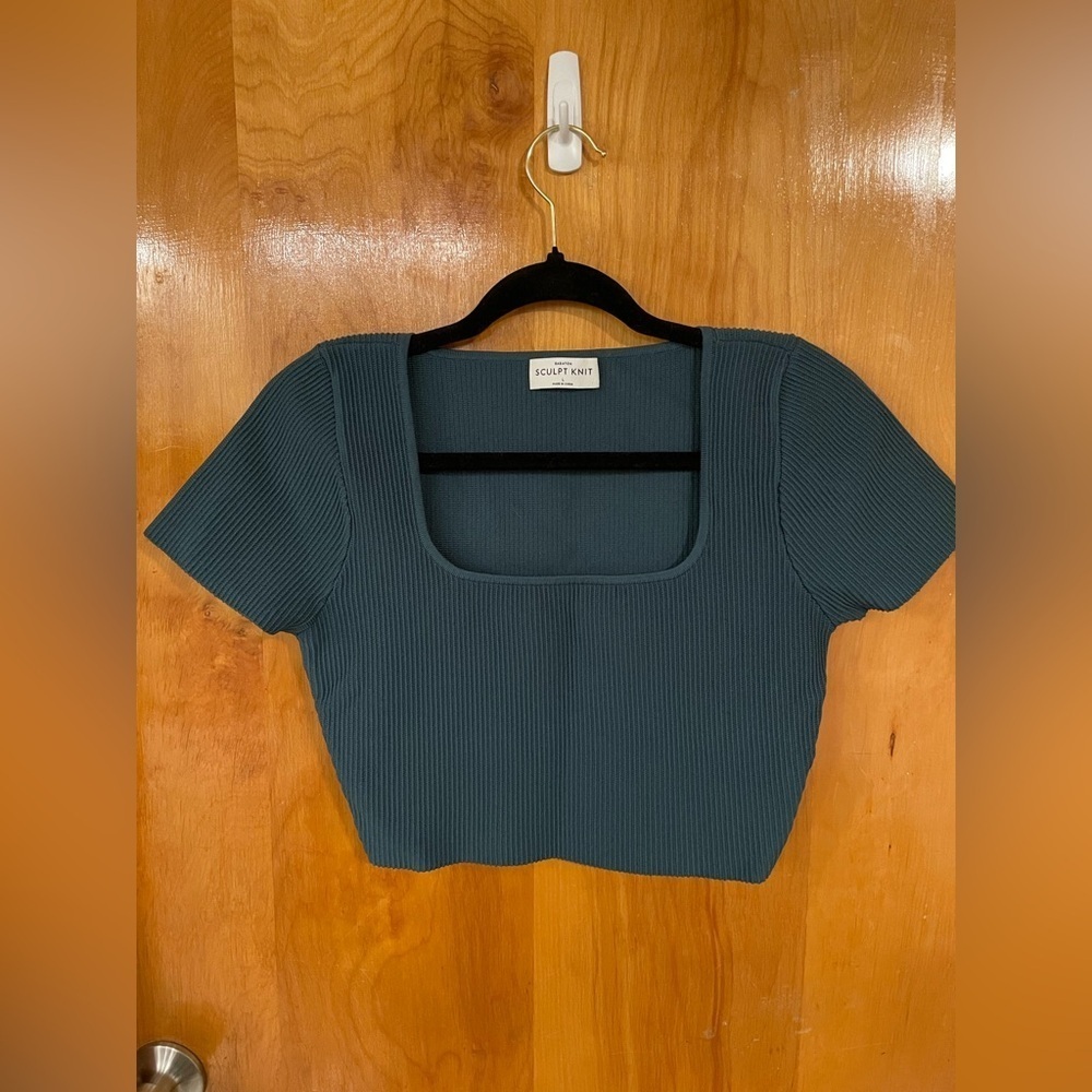 NWOT Aritzia Babaton Sculpt Knit Squareneck Top in Deep Blue